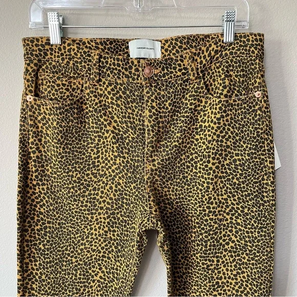 Current/Elliott NWT The High Waist Stiletto Straight Jeans Spotted Leopard Sz 29 - Picture 4 of 10